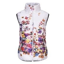 New 2016 Fashion Winter Vest Women Cotton Down O-Neck Printed Flowers Women Jacket Vest Coat Plus size 5XL Female Casual Outwear