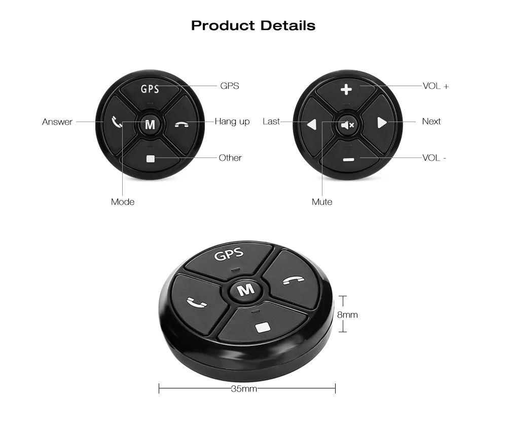 AZGIANT Малый беспроводной DVD gps навигации рулевого колеса автомобиля радио дистанционное управление Кнопка легко рассрочка автомо