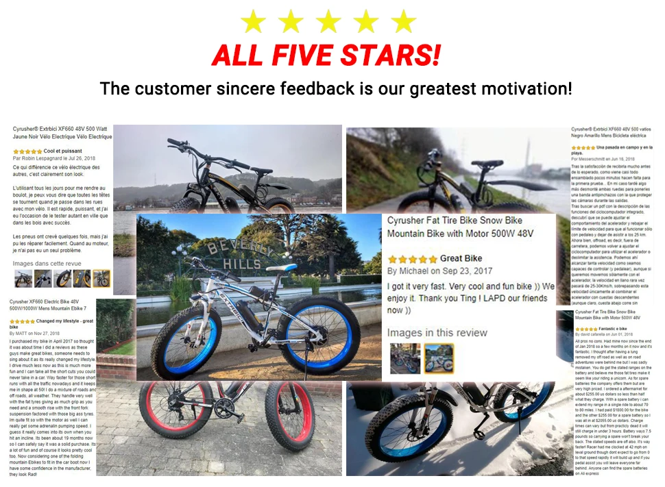 Sale Cyrusher XF660 4.0 Fat Tire Electric Bike 500Watt 48V 10.4ah 7 Speeds Mechanical Disc Brake with Adjustable Handlebar Bike Light 0