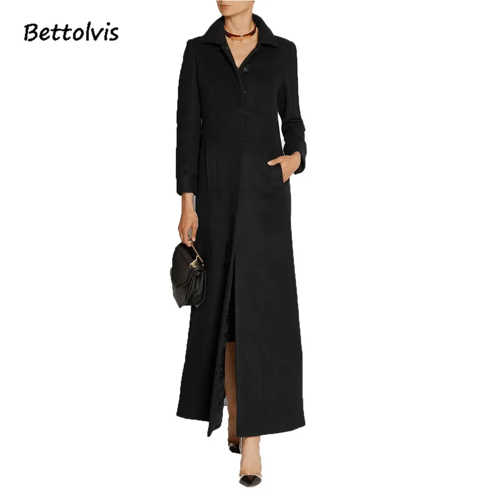 Bettolvis новые модные manteau Femme 2017 осень-зима Для женщин Простые черные лацканы