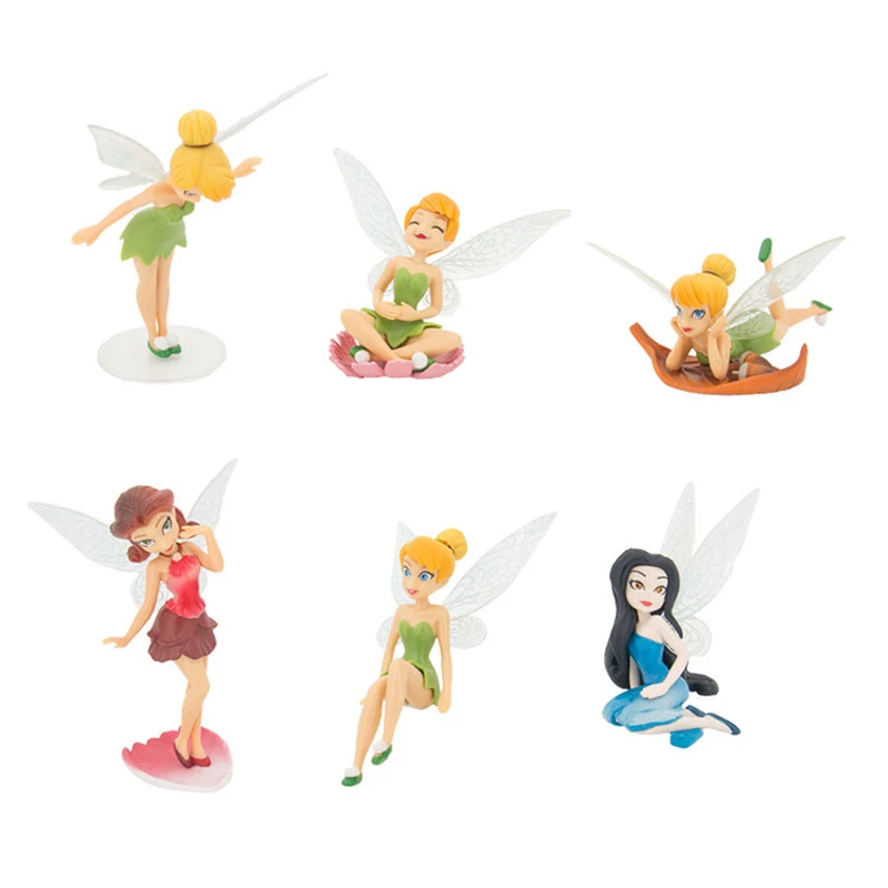 

6 pcs/set 5~10 cm Anime Tinkerbell Fairy Figure Toy Tinker Bell PVC Action Figures Dolls Great Gift