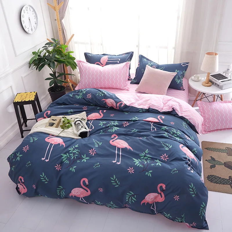 Комплект постельного белья из 3 предметов для постельных принадлежностей, Комплект постельного белья с рисунком розового фламинго, 1 пододеяльник и 2 шт. накидка для подушек - Цвет: 1