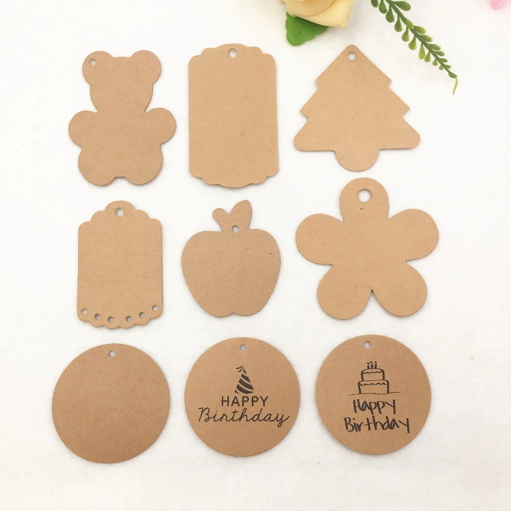 100PCS DIY Paper Tags Kraft Paper Tag Christmas Paper Card DIY Hang Tag