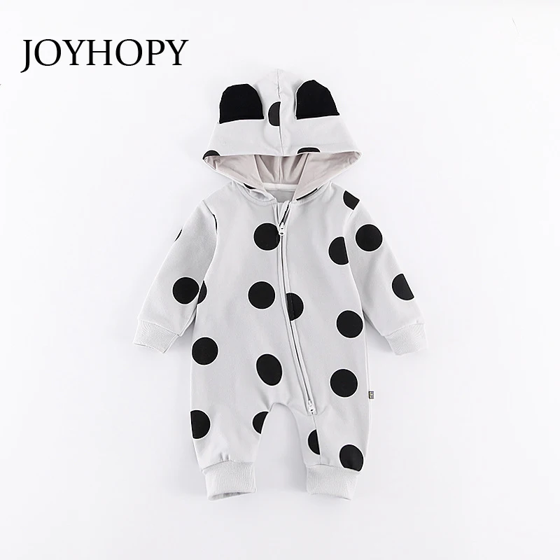 

JOYHOPY Newborn Baby Romper Costume Baby Clothes Overall Spring Autumn Long sleeve Dot Print Baby Rompers Jumpsuit
