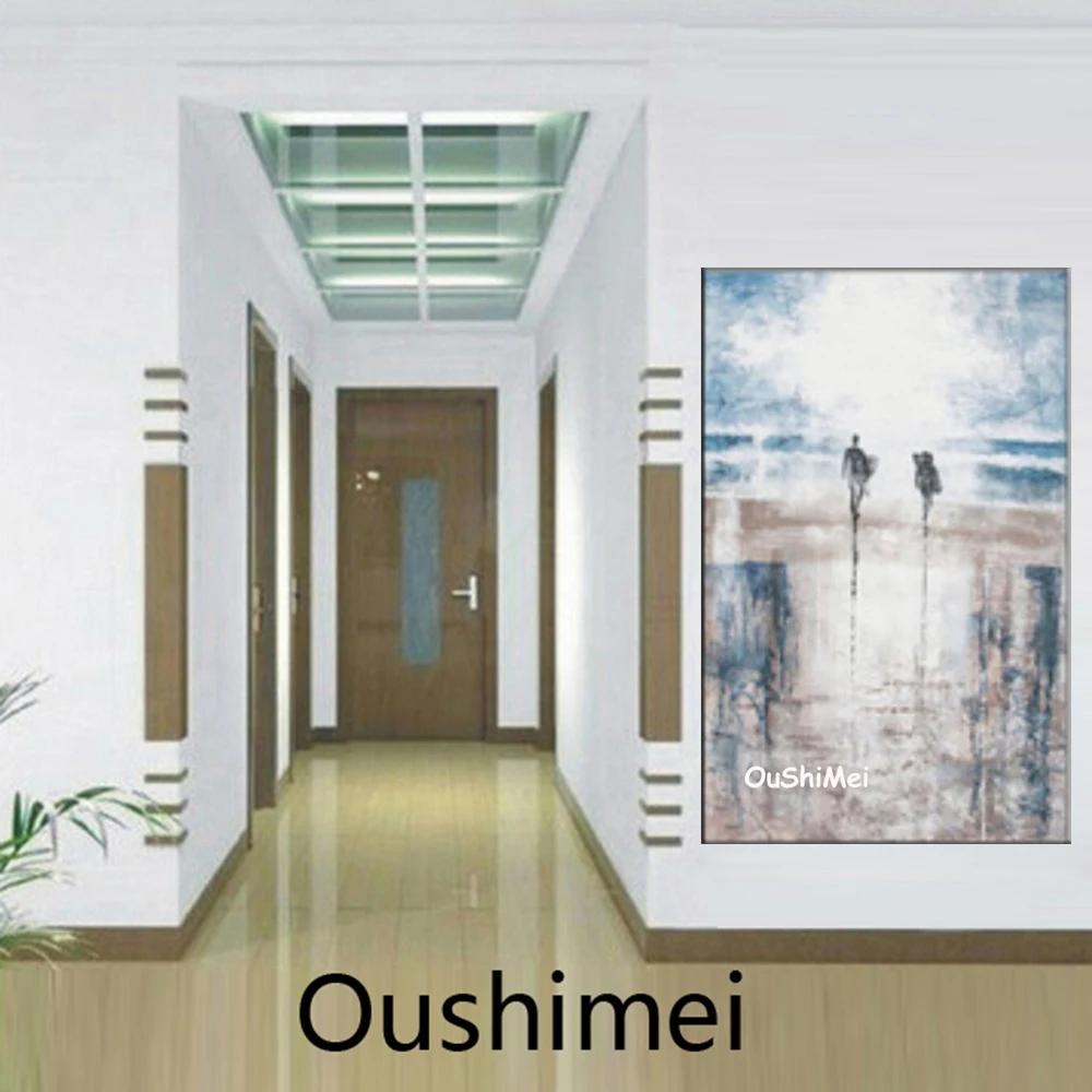 

New Hand Painted High Quality Abstract Seascape Surfing Paintings On Canvas for Living Room Decor Modern Lanscape Oil Painting