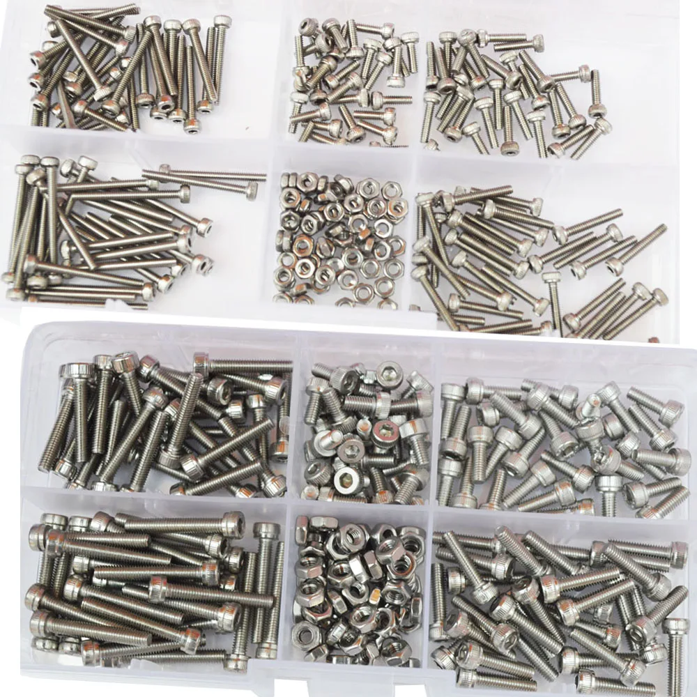 

Hex Socket Head Cap Screw Nut Thread Metric Machine Hexagon Allen Bolt Nut Assortment Kit Set Box 304 Stainless Steel M2 M3