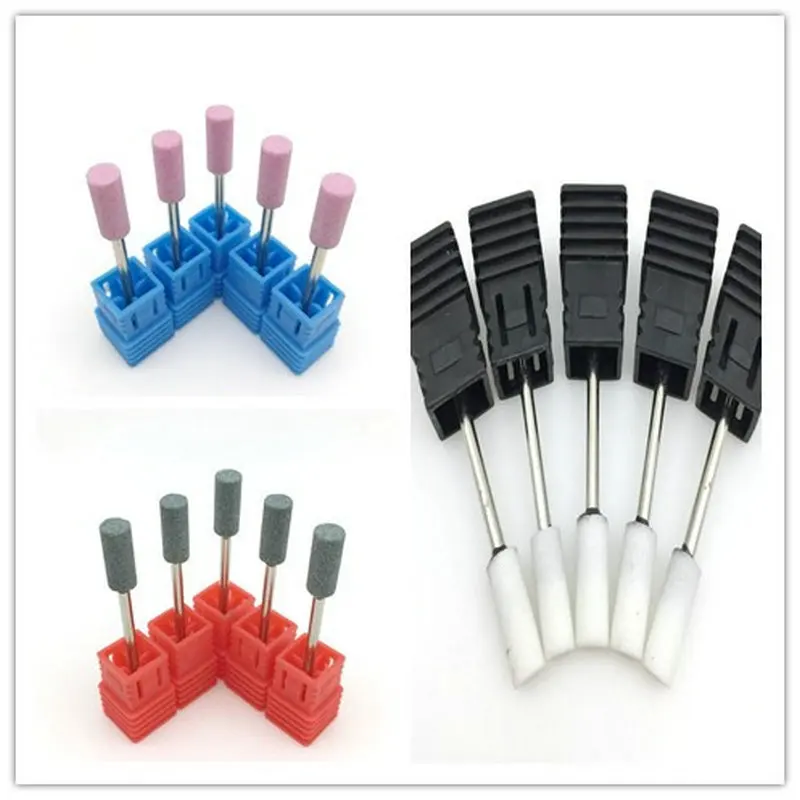

5 PCS Ceramic Stone Nail Drill Bit Korund Burr Cuticle Clean Mill Bits For Manicure Nail Drill Accessories Nail Tools