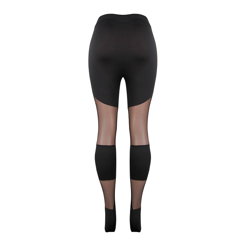 Vertvie Mesh Stitching Splicing Net Yarn Pants Yoga Pants High Waist