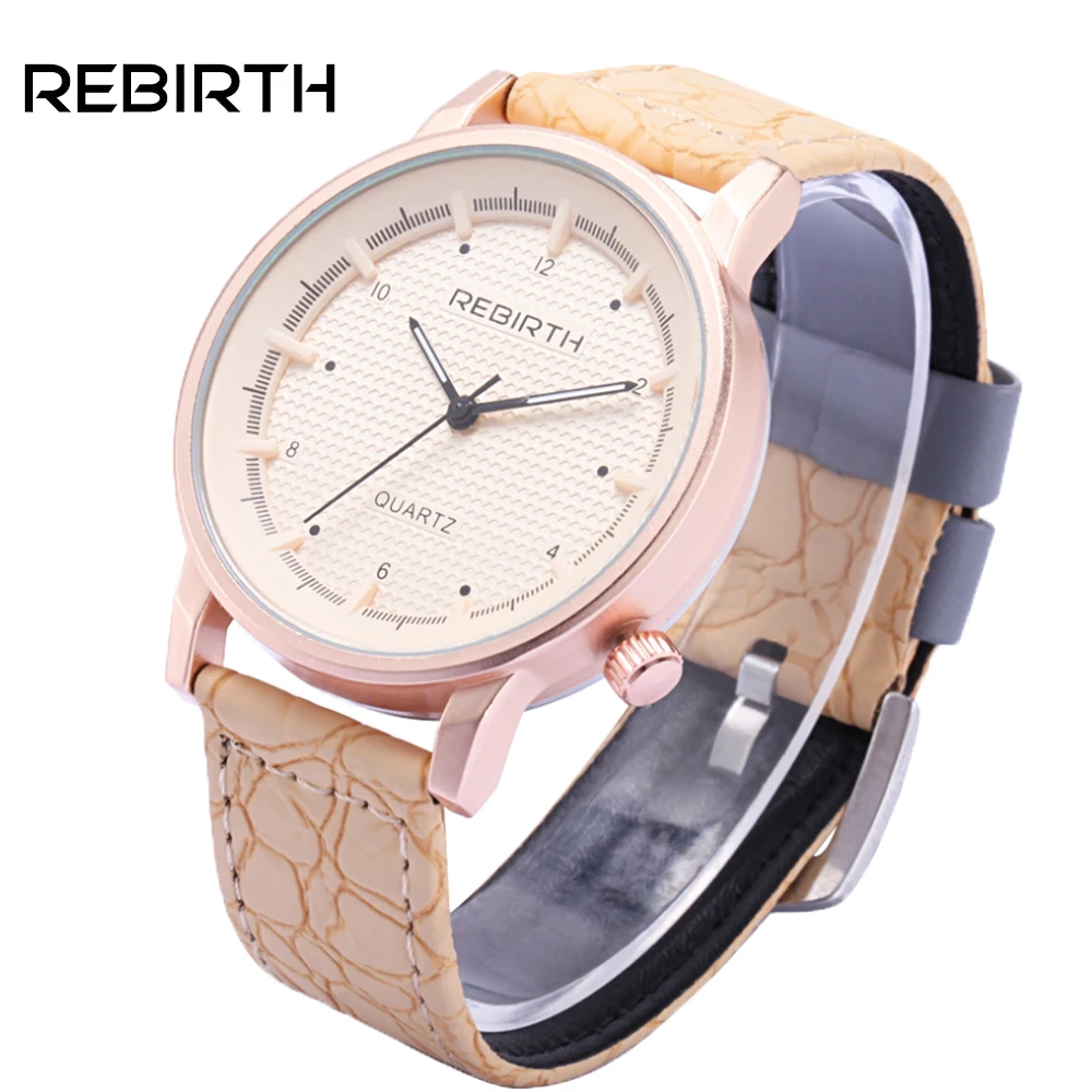 

REBIRTH Fashion Brand Watches for men Casual Leather Watchband Men's Watches 2017 Simple Waterproof Quartz Watches men clock