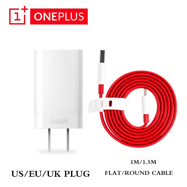 

Oneplus 6 6t 5 3 T US EU UK Plug Dash Charger Fast Charge Adapter Type C Date Cable 1M/1.5M Flat Quick Charging Line