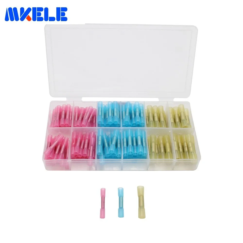 

Free Shipping Assorted Full Insulated Terminals Heat Shrink Butt Connectors 150pcs/Box GP-H017 Electrical Terminals Makerele