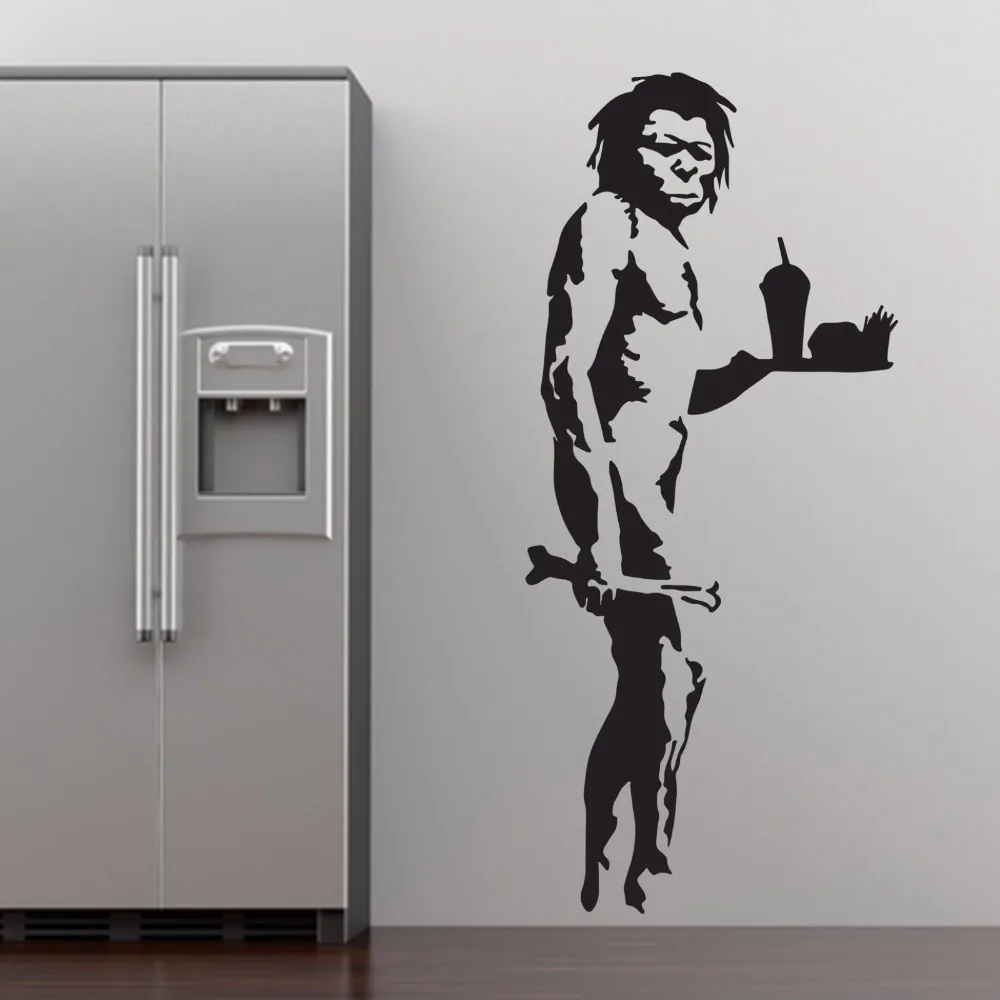 

New arrival Banksy Fast Food Caveman Graffiti Wall Art Sticker Decal Home Decoration Wall Mural Removable Bedroom Decor Sticker