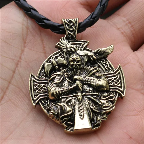 Odin Axe And Raven Amulet Norse Cross Helena Rosova колье с кулоном в стиле викингов Wiccan языческий амулет Jewlery - Окраска металла: Rope Chain 2 Bronze