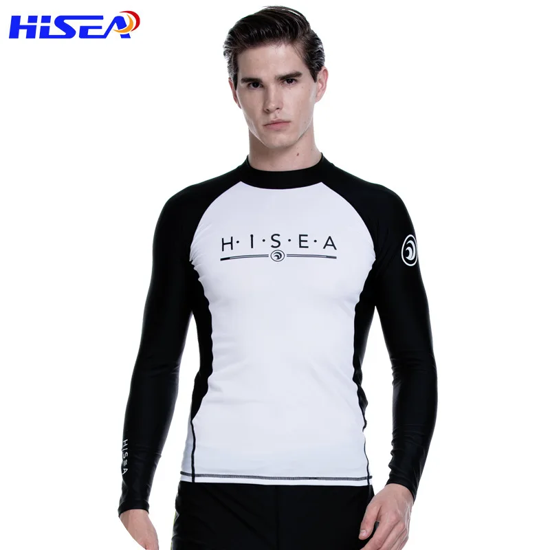 Lycra Quick Drying Long Sleeve Rash Guard T Shirts Men Swimsuits Male Swimwear Surfing Sailing 