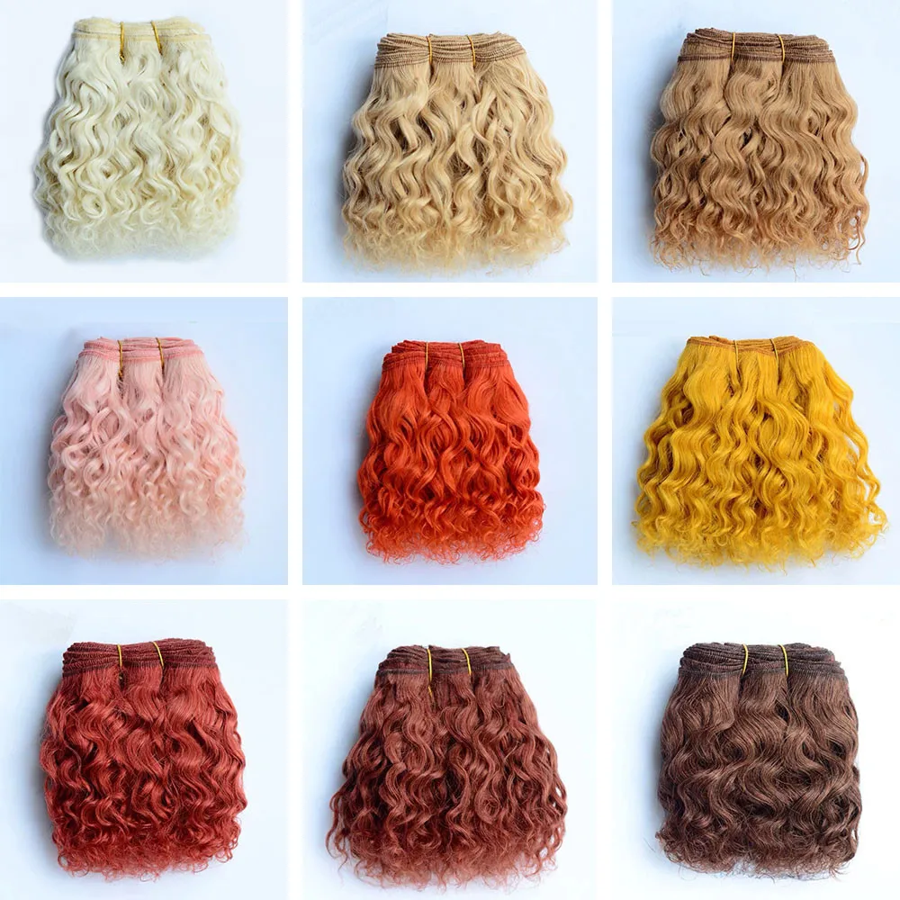 

Natural Color Wool Hair Wefts for Dolls 1pc 15cm Curly Wave Hair Extensions for 1/3 1/4 BJD/SD Doll DIY Handmande Doll Wigs Hair