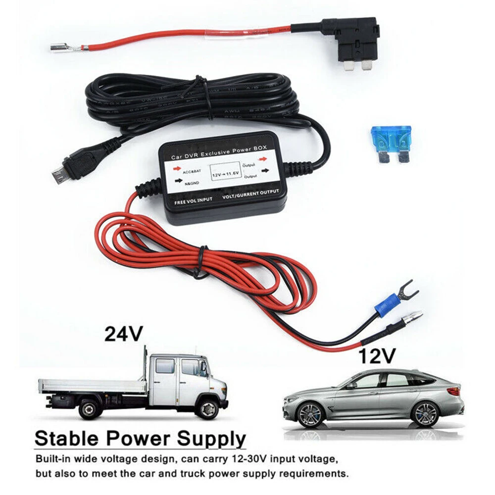 Micro Mini USB 1 комплект DC12 30V 5 в адаптер питания Шнур кабель автомобильный жесткий