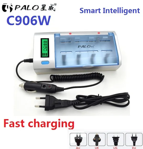 

C906W charger Smart Intelligent 4 Slots LCD Display Fast charging &Auto Switch Off for Universal Rechargeable Batteries