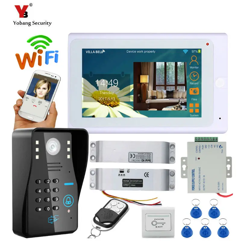 Yobang Security 7 &quotTFT проводной/беспроводной Wifi RFID пароль видео дверной звонок Домофон
