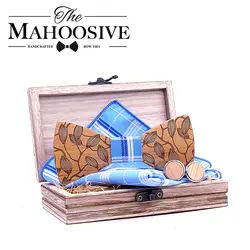 Mahoosive деревянный лук галстук нежные Для мужчин деревянный галстук-бабочка комплект галстуков Gravatas corbatas бабочка галстук для Для мужчин