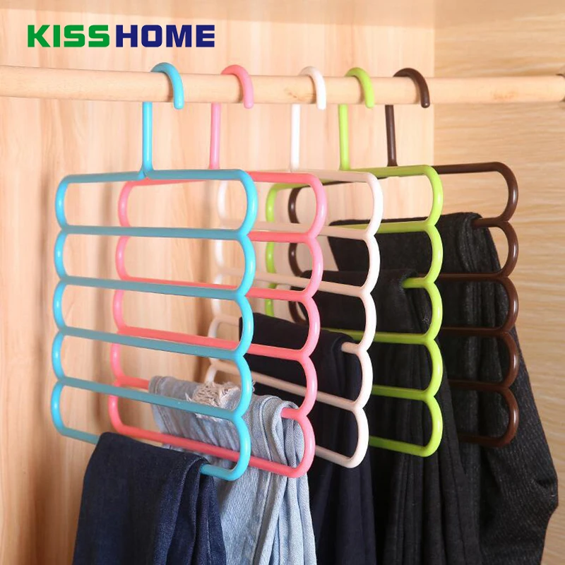 

10 Color Multi-function Pants Silk Scarves Belt Tie Towel S Rack Plastic 5 Layers Hook Wardrobe Balcony Bathroom Storage Hanger