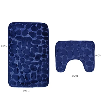 

3D Embossed 2pcs Bathroom Mat Set Anti-slip Shower Mat Toilet Bath Rugs Memory Foam Bath Mat Bathub Mat Bathroom Carpets