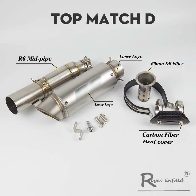 2006- R6 слипоны для мотоцикла rcycle глушитель выхлопной трубы из углеродного волокна AR выхлопной escape moto escapamento средняя труба для Yamaha R6 - Цвет: Top Match D