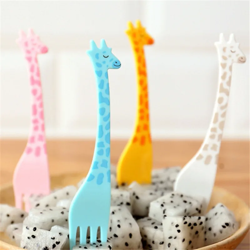 

12PCs/ Set Giraffe Shape Fruit Fork Set Salad Forks Cake Fruit Picks Cutlery Party Forks Set Tableware Toothpicks Decoration