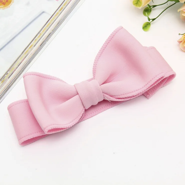 Fashion kids infant child girls head wraps tiara elastic ribbon headband satin big bows headwrap hair bands Accessories For Party (11)