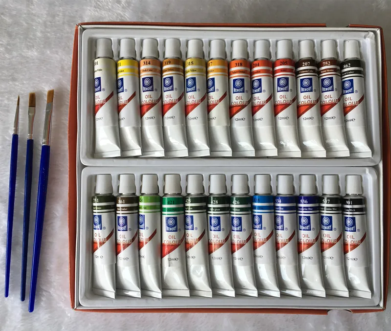 Günstige Professionelle Ölfarbe Leinwand Pigment Kunst Liefert Farben Jedes Rohr Zeichnung 12 ML 24 Farben Set Freies Für Pinsel