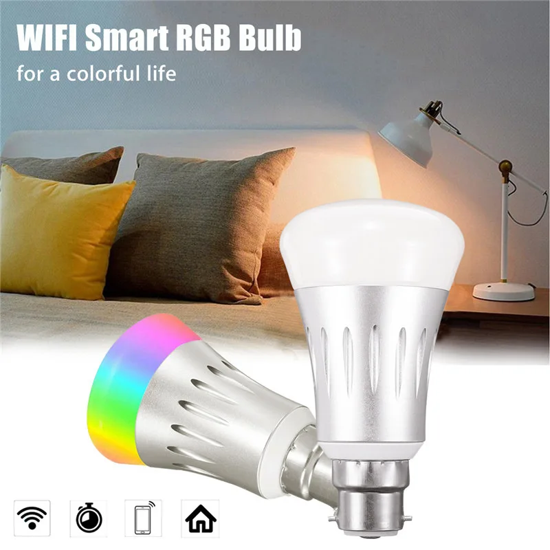 AIMIHUO E27/B22 WI-FI Smart Светодиодный лампы RGBW 7 Вт AC85-265V 16 миллионов мягкие цвета