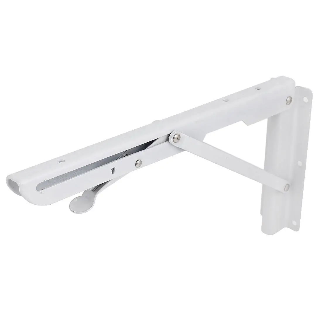 

White Paint Metal Holder Bench Table Folding Shelf Bracket 29.5cmx15cm
