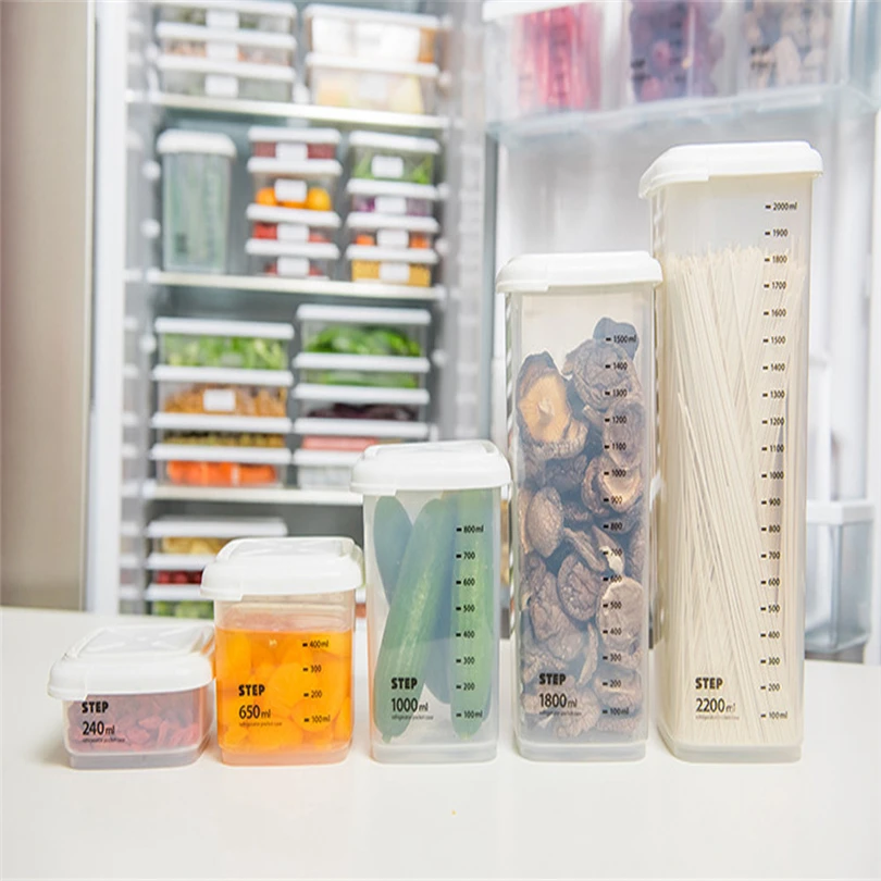 

Plastic Sealed Cans Kitchen Storage Box Transparent Food Canister Keep Fresh Jar Bins Container Space-saving Fridge storage box