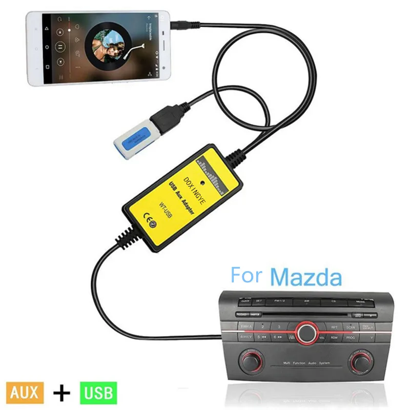 DOXINGYE USB AUX MP3-плеер адаптер автомобильный цифровой музыкальный Cd Changer 3,5 мм для Mazda 2/3/5/6/CX7/MX5/MPV/Miata/Tribute/RX8 интерфейс