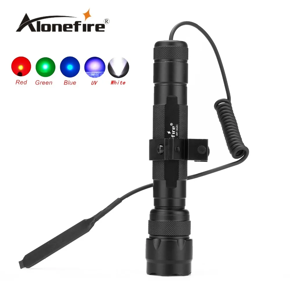 502C 1set LED Tactical Flashlight Torch Hunting Light with gun scope