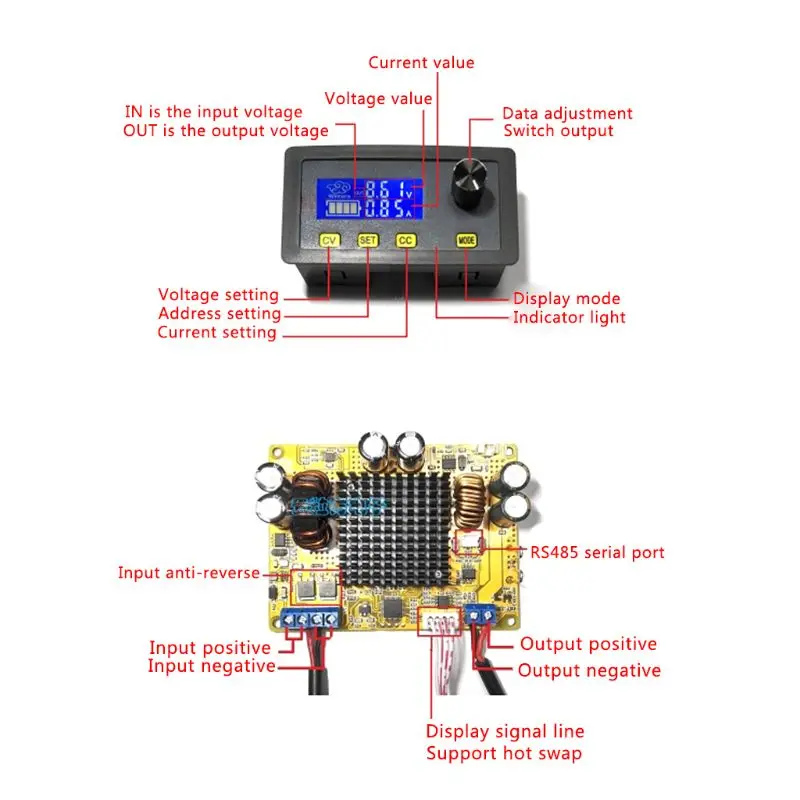 Переменного тока в постоянный ток Мощность Регулируемый преобразователь Питание модуль 5A Boost модуль ЖК-дисплей цифровой автоматический шаг-шаг вверх-вниз Напряжение модуль