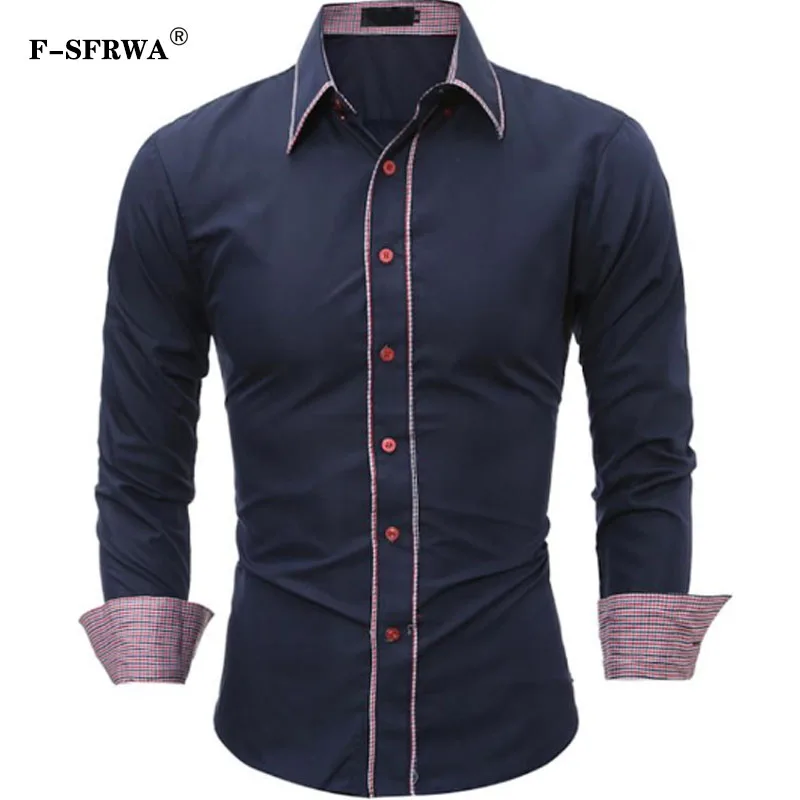 Бренд г. модные мужские рубашки с длинными рукавами Топы Soild Цвет хит Цвет сбоку в британском стиле мужские деловые костюмы рубашки Slim Для мужчин рубашка 3XL