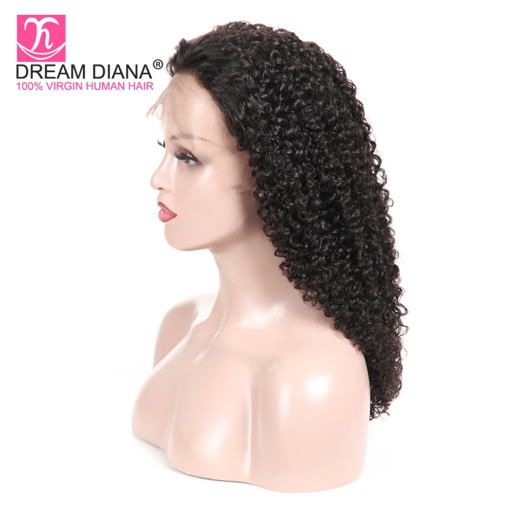 DreamDiana Brazilian Kinky Curly Full Lace Wig Swiss Lace Wig Remy Afro Kinky Full Lace Hand Tied Full Lace Wigs 4 Days Delivery