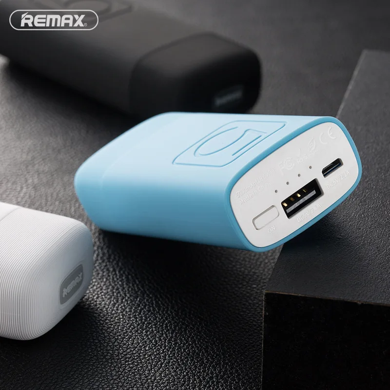 Remax Power-Bank 18650 Battery 5000 MAh Portable External Charger 5V/2.1A Small Power Bank 5000mah For Laptop Phone And Tablet