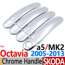 for Skoda Octavia a5 Chrome Door Handle Trim of 4 Door for Octavia 2005-2013 Mk2 a 5 1z Covers Accessories Stickers Car Styling