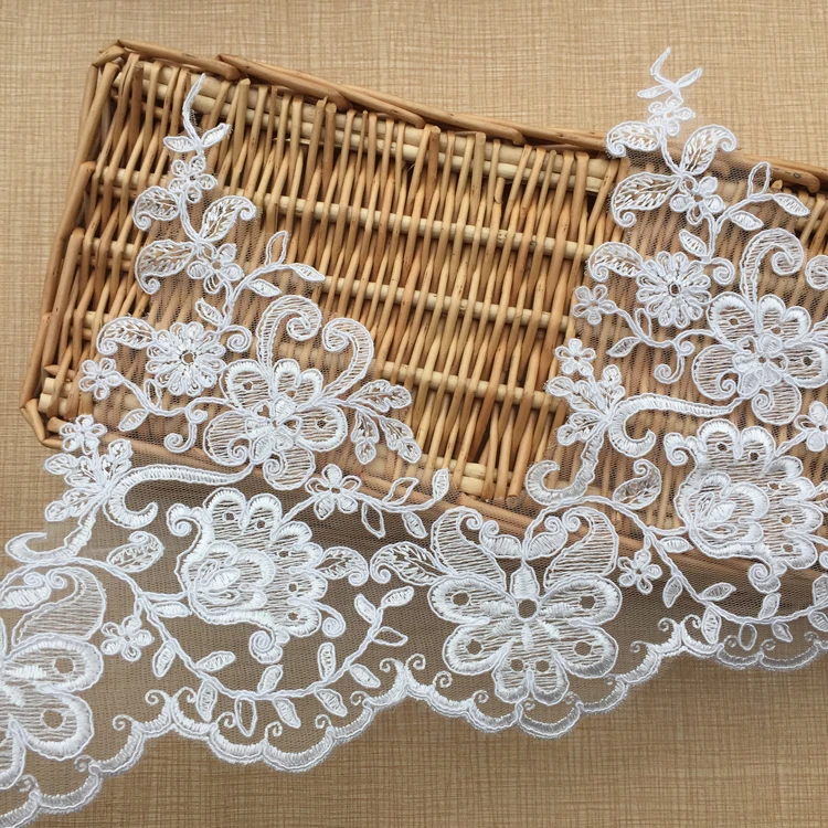 11 cm or blanc//brodé Ivoire Guipure Dentelle Mariée Mariage robe de bal Trim