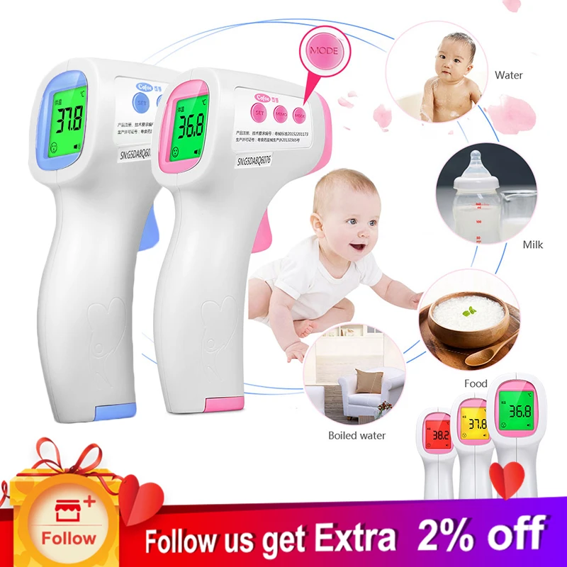 

Cofoe Forehead Thermometer Electronic Digital Handed Temperature Gun Household Fever Non-Contact IR Laser Point for Baby adult