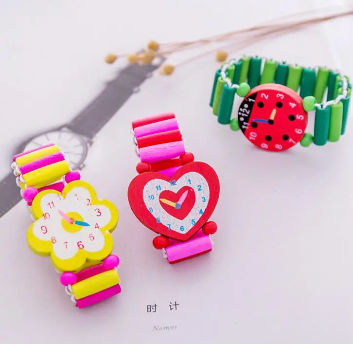 5 шт. Kawaii детский браслет поддельные деревянные часы Baby Shower девочка Мальчик День рождения подарок сувенир рождественские подарки