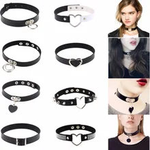 Qiamni handmade harajuku punk goth sexy couro do plutônio rebite colar gargantilha para festa de aniversário feminino presente clube corpo jóias