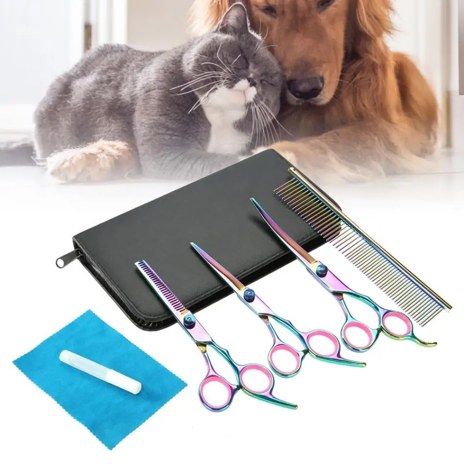 Профессиональные ножницы для стрижки волос парикмахерские Pet для стрижки собак тонкие Изогнутые Ножницы Уход за волосами Парикмахерские ножницы наборы