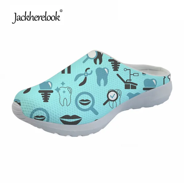 CC4414CA Jackhereook/брендовые Модные женские сандалии на плоской подошве; Милые Повседневные Удобные сетчатые женские шлепанцы с рисунком для дантиста; Sandalias - Цвет: CC4414CA