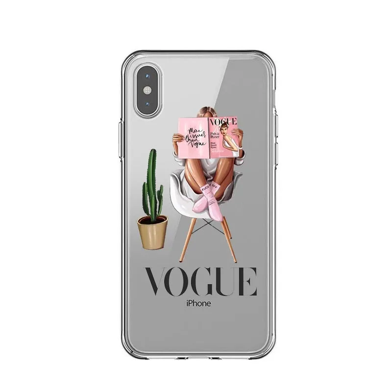 VOGUE queen Princess Girl Female boss coffee Мягкий силиконовый чехол для телефона для iPhone 11 Pro Max 5S SE 6 6s 7 8 Plus X XS XR XS MAX