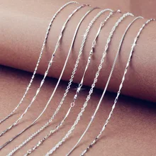 8 Styles 925 Sterling Silver Necklace Sterling Silver Necklace Chain DIY Platinum Plated Clavicle necklace Brand Jewelry classic silver plated alloy twistedstring chain necklace silver 46cm