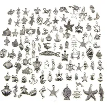 100 шт Серебряная мини-подвеска в виде раковины дельфина океана, большое количество смешанных шармов, антикварные ювелирные изделия, сделай сам, шармы ручной работы, горячая распродажа