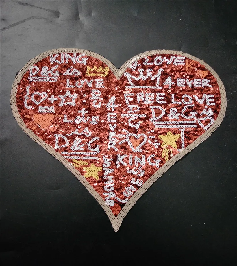 red heart Sequin Applique eagle embroidered Patch Applique fabric