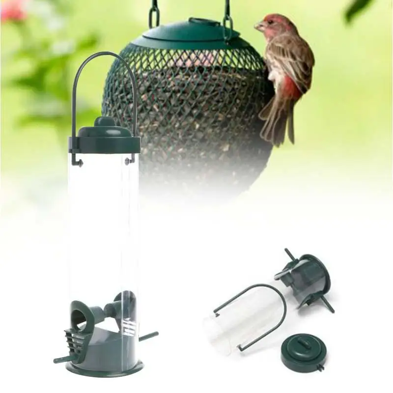 

Hanging Birds Parrot Bird Feeder Seed Container Garden Outside Feeding Bird Feeder Comederos de pajaros Bebederos aves